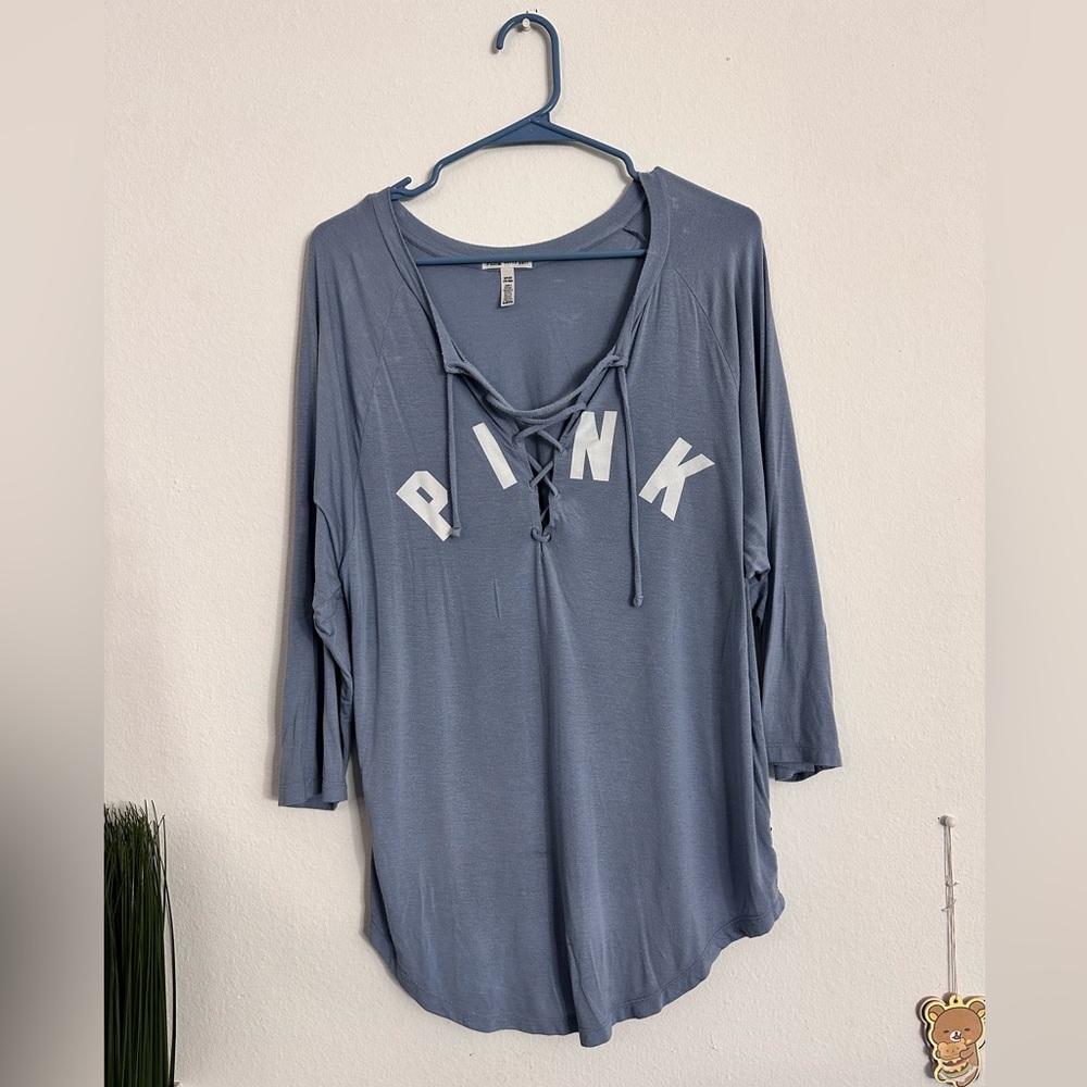 Pink Victoria's Secret Oversized Top Super Soft Criss-Cross Long Sleeved Shirt